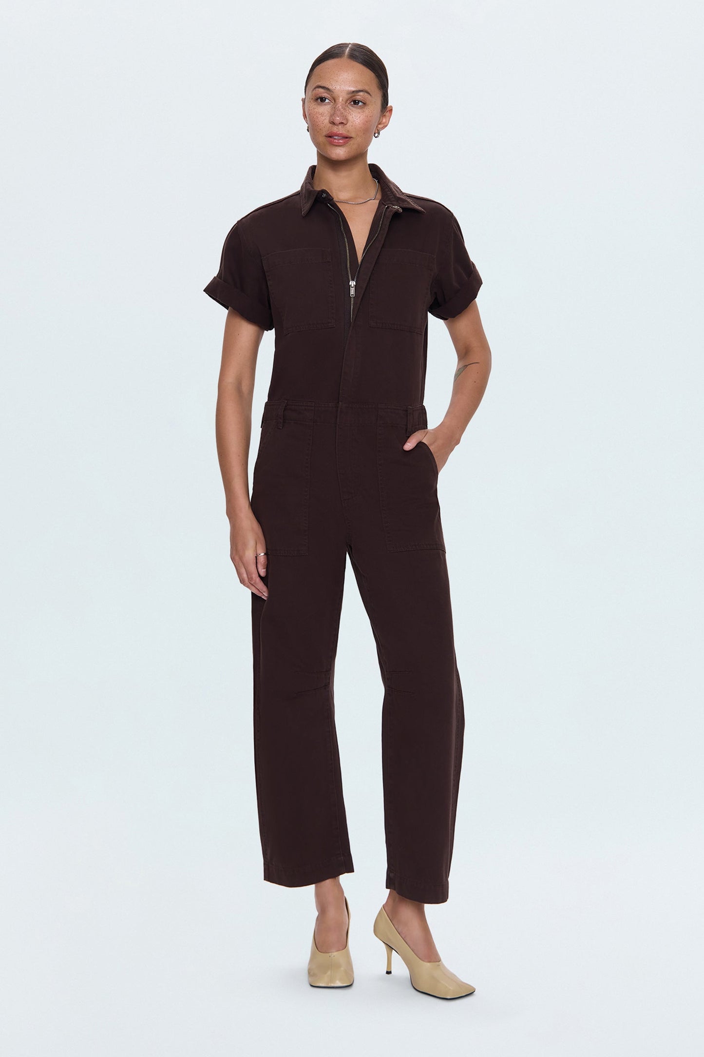 Cruz Barrel Leg Jumpsuit- Mocha