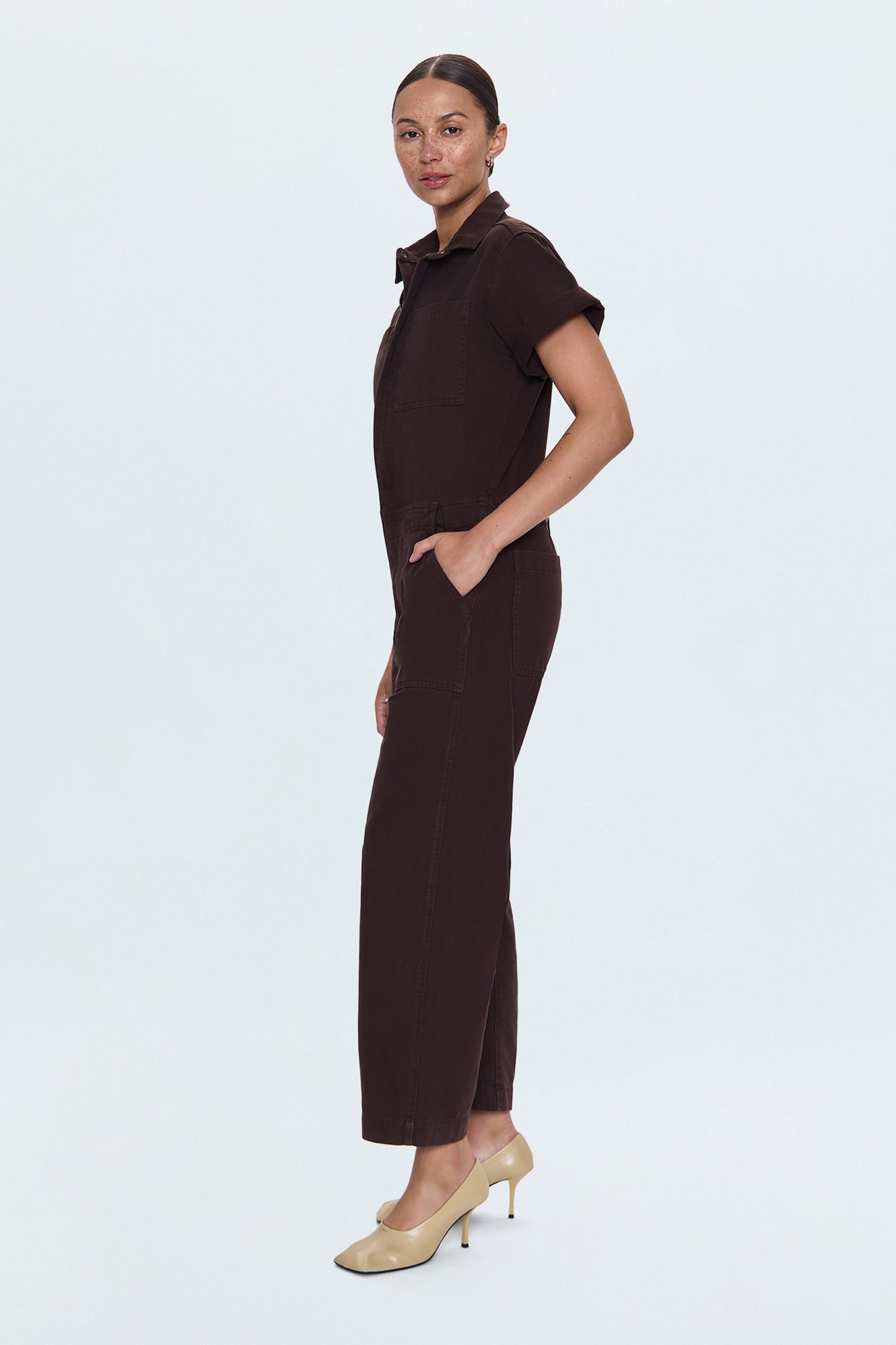 Cruz Barrel Leg Jumpsuit- Mocha