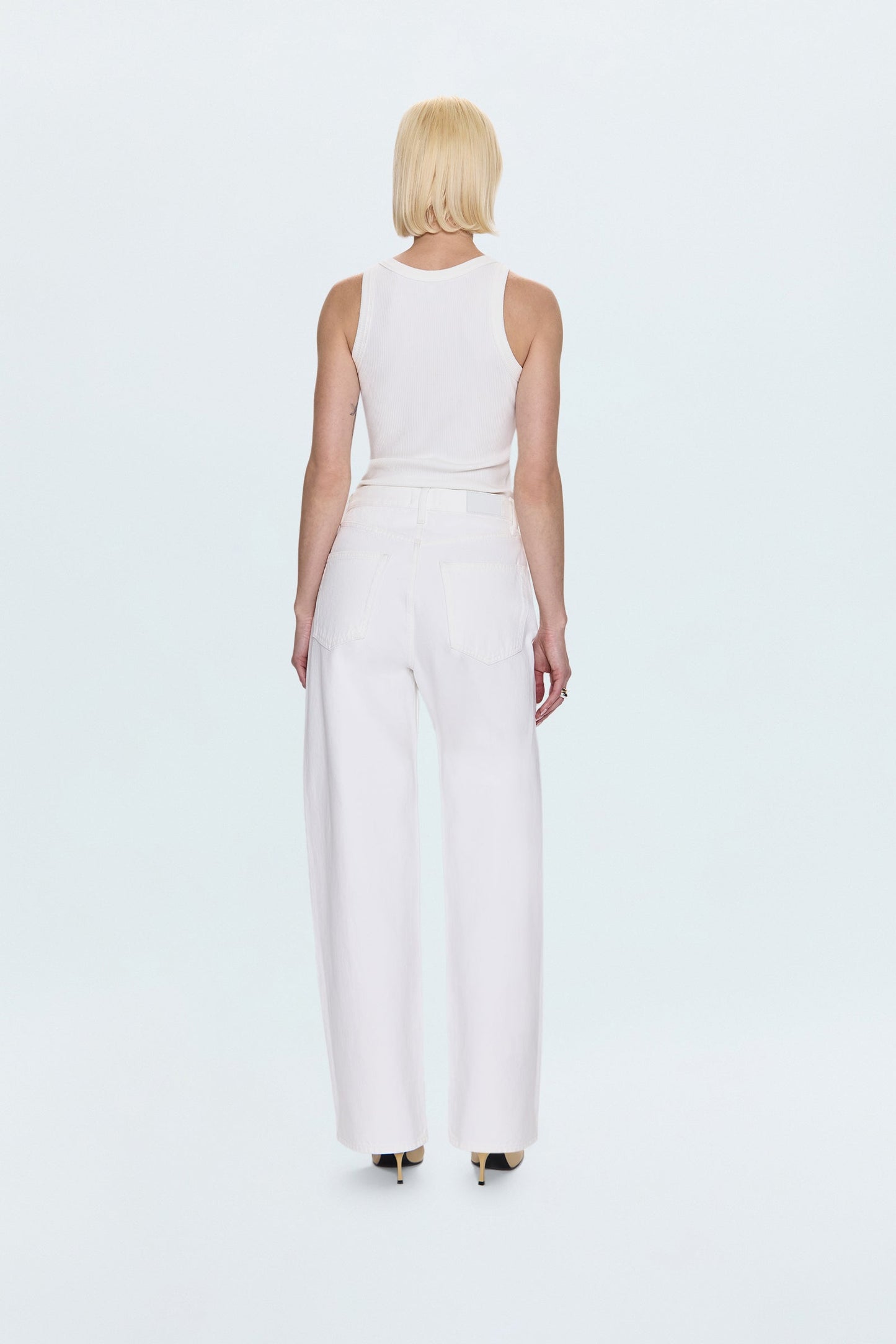 Tate High Rise Bowed Wide Leg Jean - Paper White