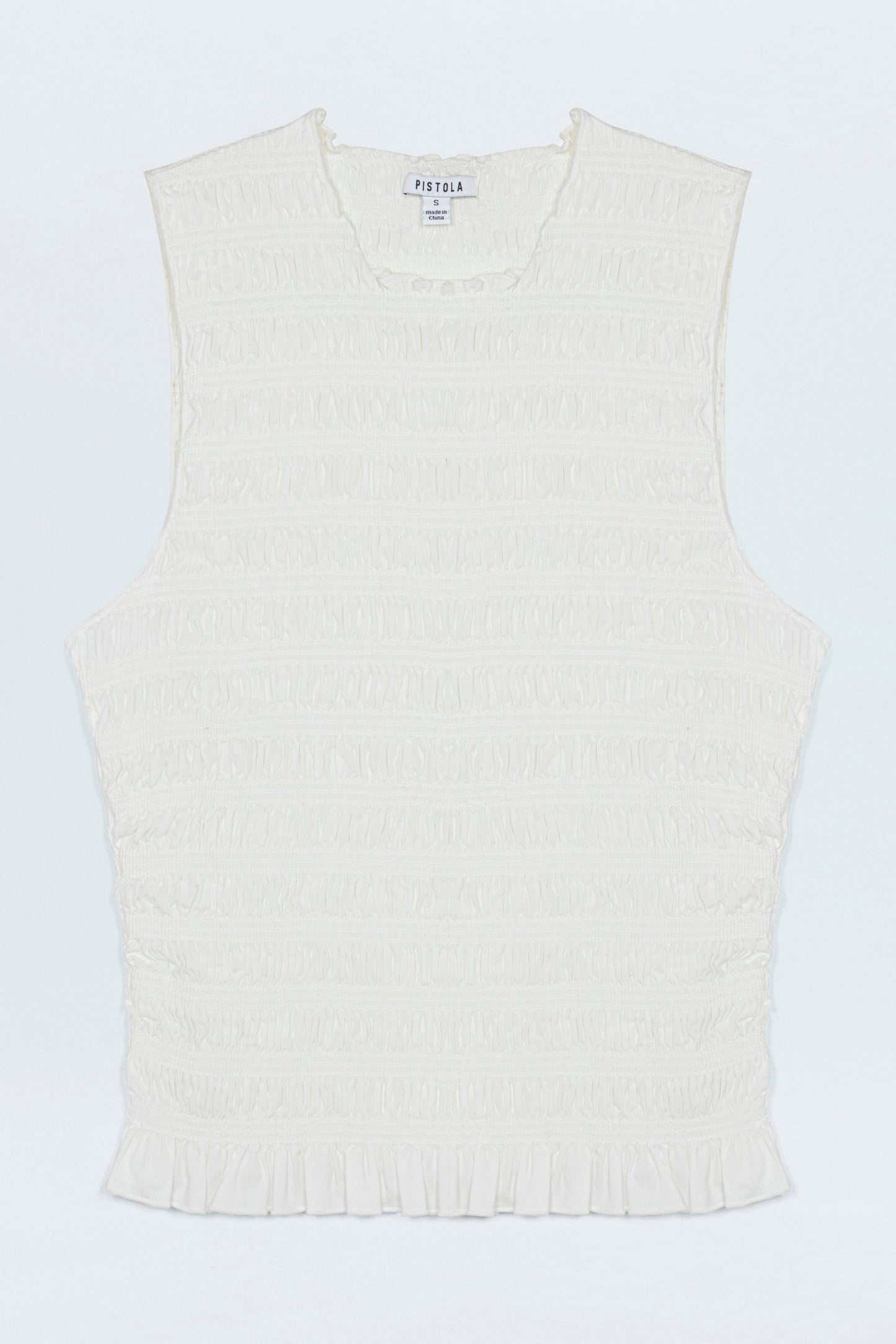 Phoebe Smocked Tank - Le Blanc